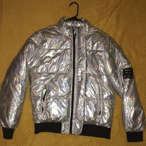 silver puffer jacket forever 21